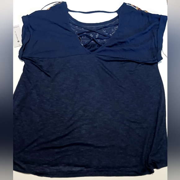 Women's Navy Plus Blouse Sz 2X - Picture 3 of 5